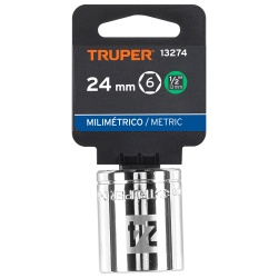 Dado Hexagonal Milimétrico 1/2" x 24 mm Corto Truper 13274