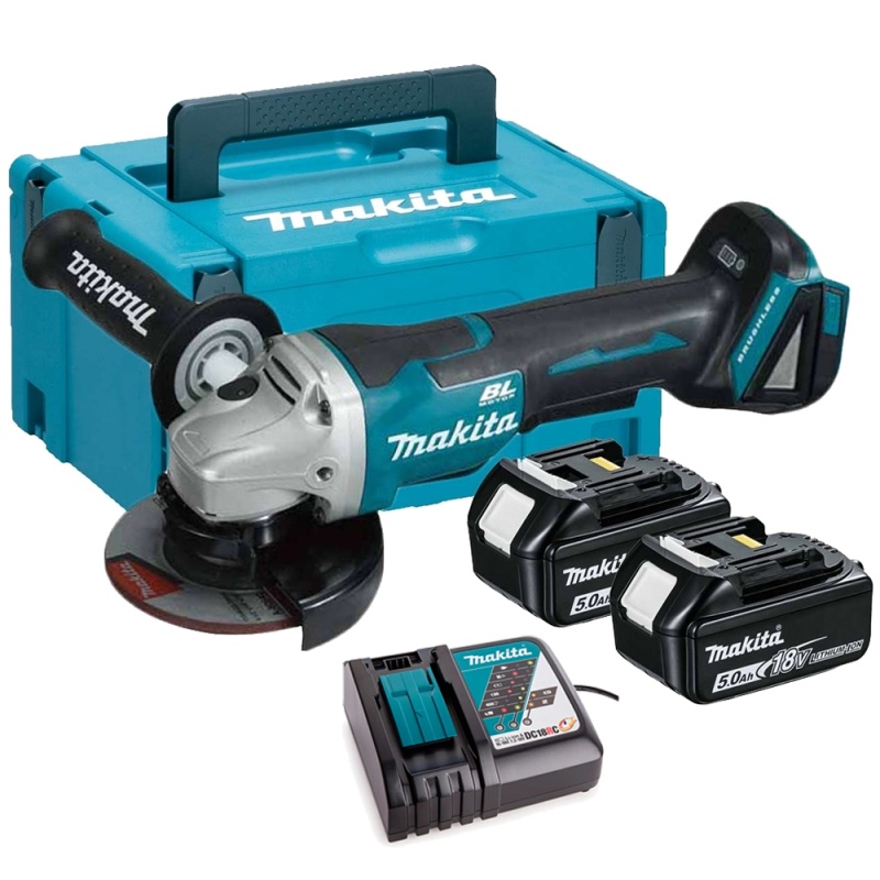 Amoladora Angular 4 1/2" 18V LXT BL 2 Bat 5.0 Ah Makita DGA458RTJ