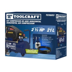 Kit Compresor Aire Horizontal 2 1/2 Hp 21L 145 PSI Toolcraft TC5603