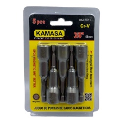 Set de Dados Hexagonales Pulgada 1/4" x 3/8" 5 Piezas Kamasa KM1617