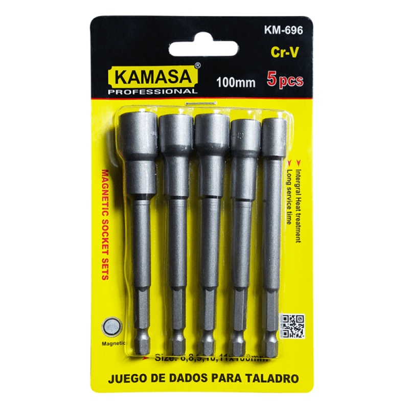 Set de Dados Hexagonales Milimétrico 1/4" Hex 5 Piezas Kamasa KM696