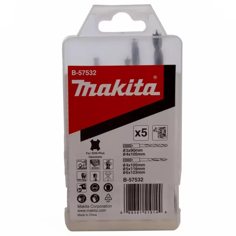 Couleur Makita B-57532 B-57532-Juego brocas SDS-Plus Madera//Metal