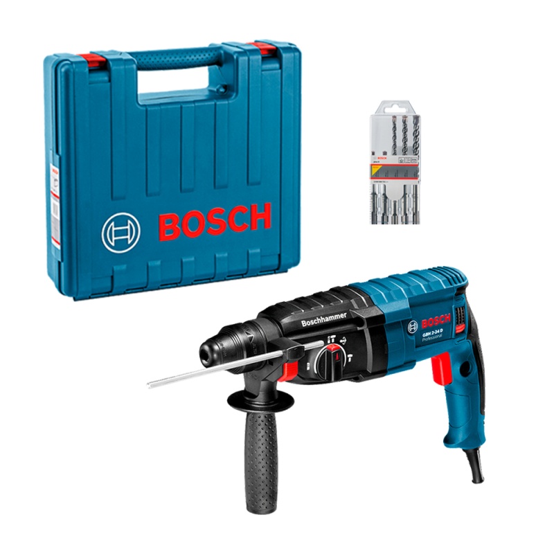 Rotomartillo SDS Plus 820W 2.7J + 5 Brocas Bosch GBH 2-24D