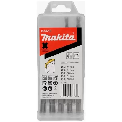Makita SDS-Plus - Juego de brocas para martillos rotativos SDS+, 5 piezas,  perforación agresiva para hormigón y mampostería, brocas con punta de