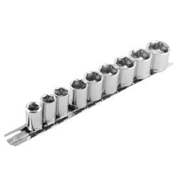 Set de Dados Hexagonal Milimétrico 1/2" Corto 8 Pzs Wolfox WF2029