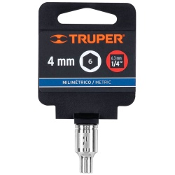 Dado Hexagonal Milimétrico 1/4" x 4mm Corto Truper 13166