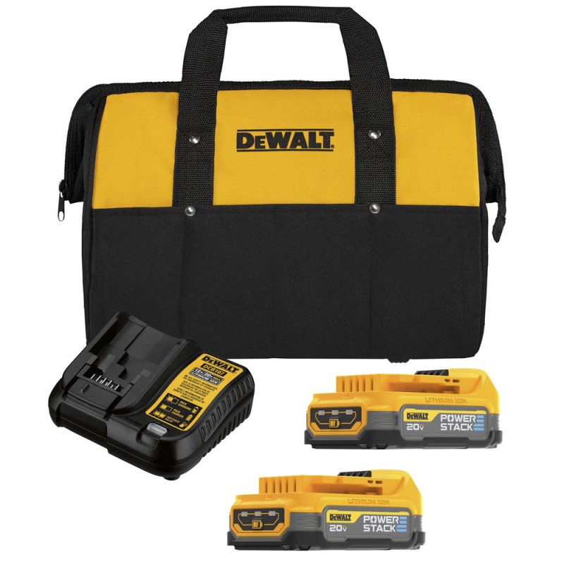 Set de 2 Baterías Powerstack 20V 1.7 Ah + Cargador + Bolso Dewalt DCBP034E2-B2