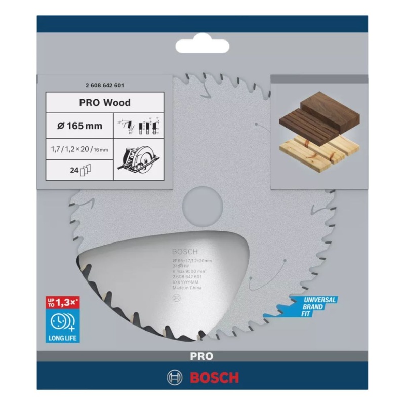 Disco de Sierra 6 1/2" (165 mm) 24 D para Madera Bosch 2608.642.601-000