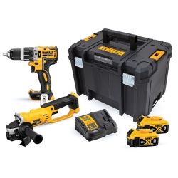 Taladro Perc 1/2" + Amoladora 4 1/2" 20V 2 Bat + Llave de Impacto 950Nm Dewalt