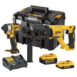 Rotomartillo Sds Plus + Atorn de Impacto 1/4" 20V + 2 Bat + Taladro 1/2" Dewalt DCK260D1P1T-K10