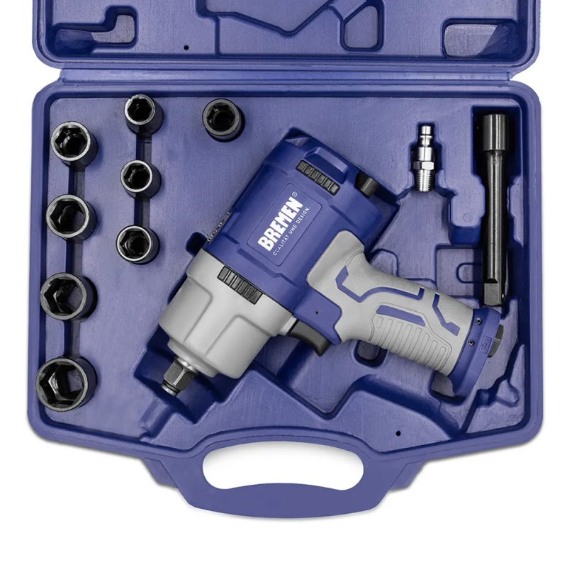 Llave de Impacto Neumática 1/2" 90 PSI + Accesorios Bremen 7714