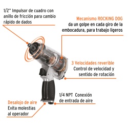 Llave de Impacto Neumática 1/2" 339Nm Truper 18242