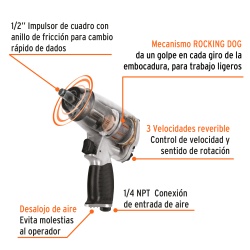 Llave de Impacto Neumática 1/2" + Accesorios Truper 19372