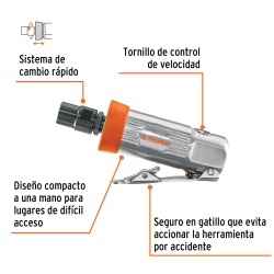 Mototool Recto 1/4" 25000 rpm + Accesorios Truper 16887