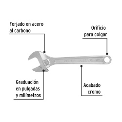 Llave Ajustable 10" x 1 1/8" Pretul 21816