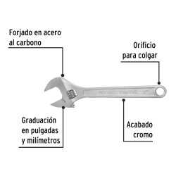 Llave Ajustable 12" x 1 5/16" Pretul 21817