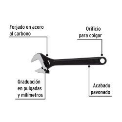 Llave Ajustable 12" x 1 5/16" Pretul 21825