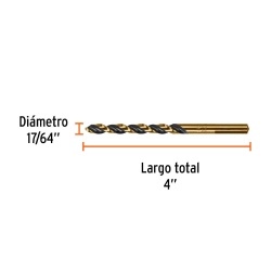 Broca HSS 17/64" x 4" para Metal Truper 11136