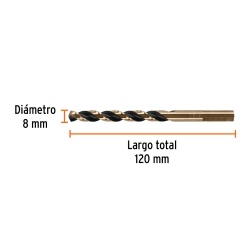 Broca HSS 8 x 120mm para Metal Truper 14178