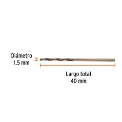 Broca HSS 1.5 x 40mm para Metal Truper 14123