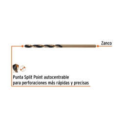 Broca HSS 2.5 x 60mm para Metal Truper 14126