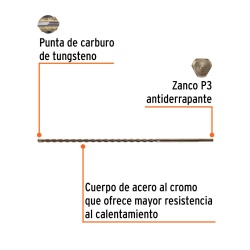Broca 1/4" x 12" para Concreto Truper 11209