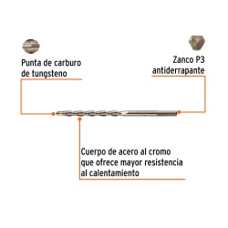 Broca 5/16" x 6" para Concreto Truper 11215