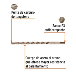 Broca 3/4" x 12" para Concreto Truper 11245