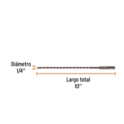 Broca SDS-Plus 1/4" x 7 1/4" x 10" para Concreto Truper 11266