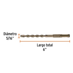 Broca SDS-Plus 5/16" x 3 3/8" x 6" para Concreto Truper 11269