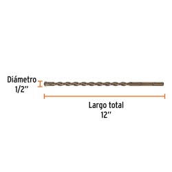 Broca SDS-Plus 1/2" x 9" x 12" para Concreto Truper 11281
