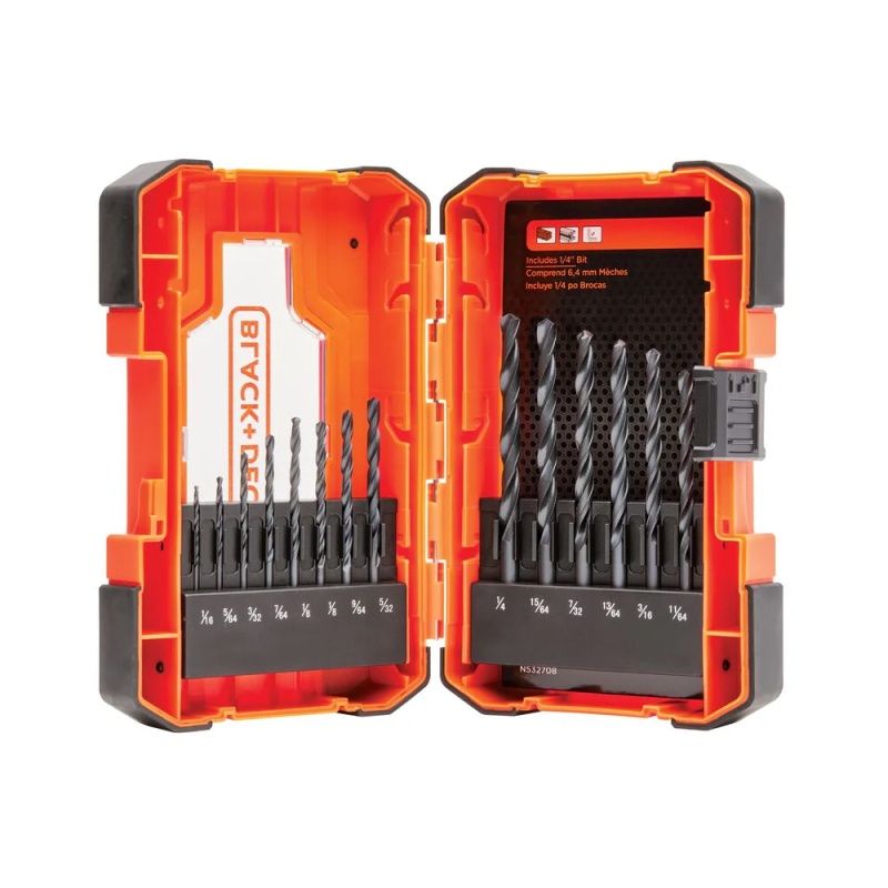 Juego de Brocas 1/16" a 1/4" 14 Piezas Black + Decker BDA14BODDAEV