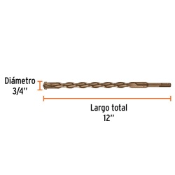 Broca SDS-Plus 3/4" x 9" x 12" para Concreto Truper 11287
