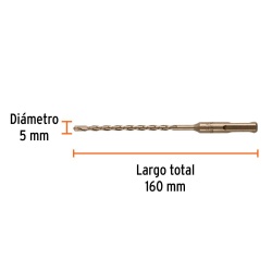 Broca SDS-Plus 5 x 90 x 160mm para Concreto Truper 101107