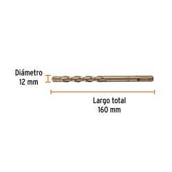 Broca SDS-Plus 12 x 90 x 160mm para Concreto Truper 101188
