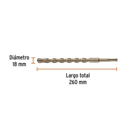 Broca SDS-Plus 18 x 180 x 260mm para Concreto Truper 101207