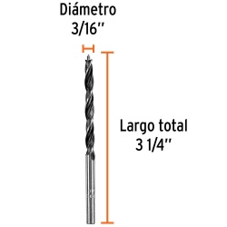 Broca 3/16" x 3 1/4" para Madera Truper 101629