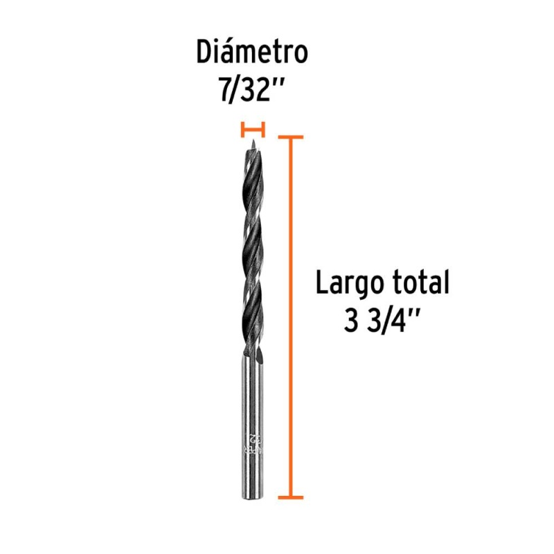 Broca 7/32" x 3 3/4" para Madera Truper 101690
