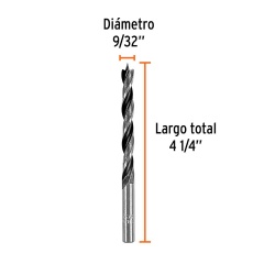 Broca 9/32" x 4 1/4" para Madera Truper 101692
