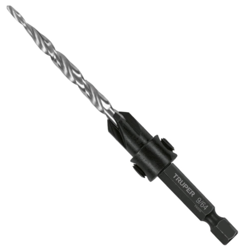 Broca Avellanadora HSS 1/4" Hex 5 x 61mm para Madera Truper 102377