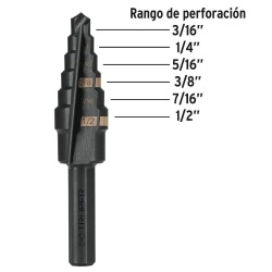Broca Escalonada Recto 1/2" - 3/16" para Metal Truper 12120