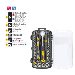 Juego de Herramientas 1/4" y 3/8" 39 Piezas Pretul 23969