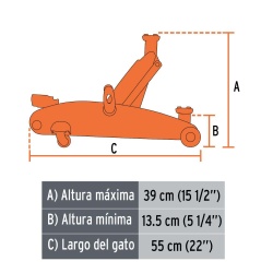 Gato Hidráulico Tipo Patín 2.5 Toneladas Truper 14946