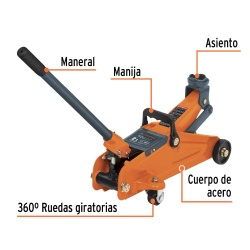 Gato Hidráulico Tipo Patín 2 Toneladas Truper 14804