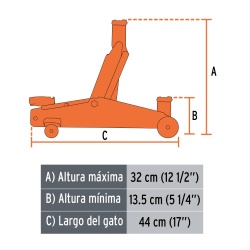 Gato Hidráulico Tipo Patín 2 Toneladas Truper 14804