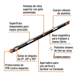 Nivel de Aluminio 48" Magnético Truper 14629