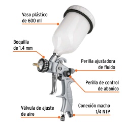 Pistola para Pintar de Gravedad 1.4 mm Truper 14031