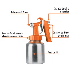 Pistola para Pintar Baja Presión 1.5 mm Truper 19510