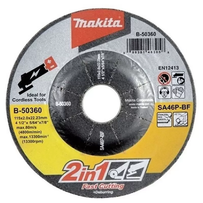 Disco abrasivo corte / desbaste 2 en 1 inox 115 x 2.0mm Makita (SA46P)