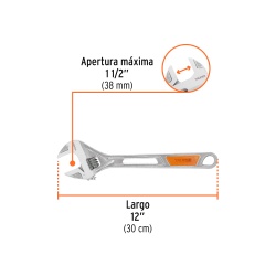 Llave Francesa 12" Cromado C/Grip 15512 Truper
